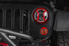 Load image into Gallery viewer, Rugged Ridge Light Covers and Guards Rugged Ridge 07-18 Jeep Wrangler JK/JKU Red Elite Headlight Euro Guards