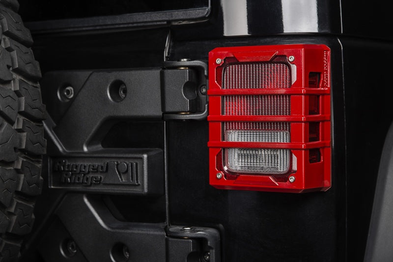 Rugged Ridge Light Covers and Guards Rugged Ridge 07-18 Jeep Wrangler JK Red Elite Tail Light Guards