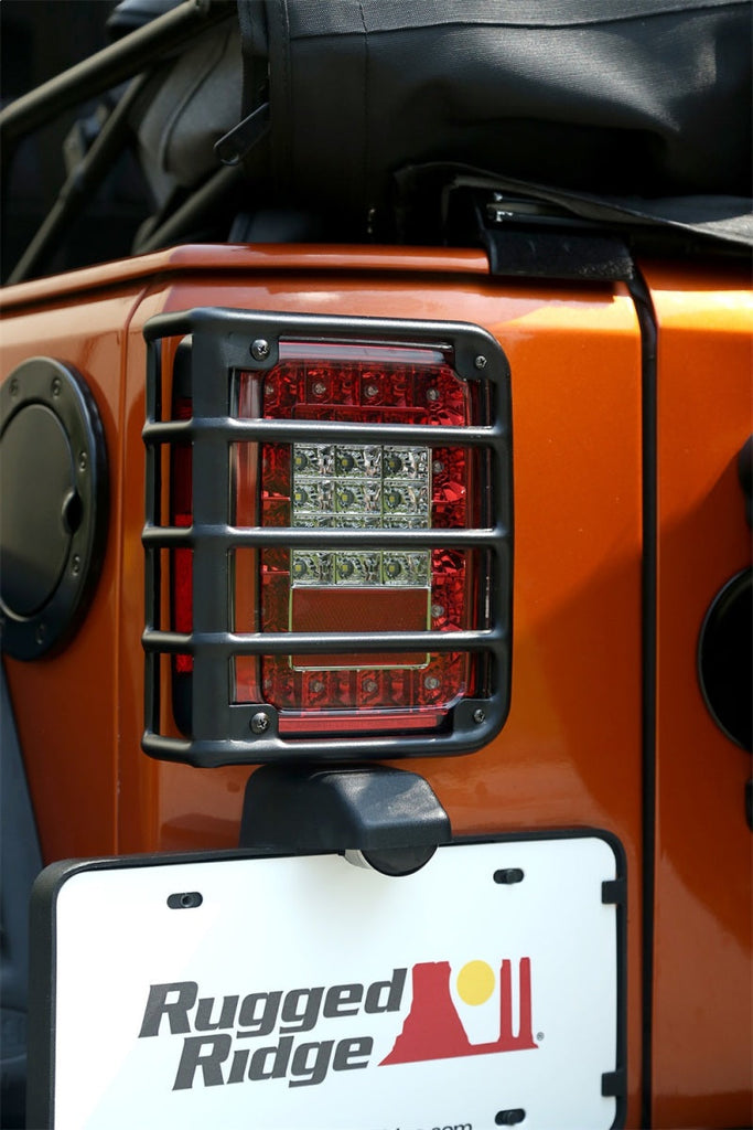 Rugged Ridge Light Covers and Guards Rugged Ridge 07-18 Jeep Wrangler Textured Black Tail Light Euro Guards