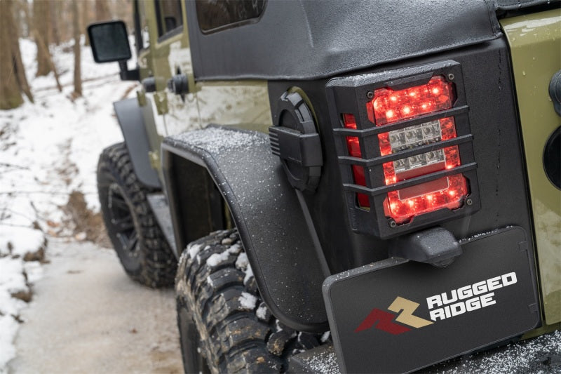 Rugged Ridge Body Armor & Rock Rails Rugged Ridge Rear Corner Kit Body Armor 4-Door 07-18 Jeep Wrangler JKU