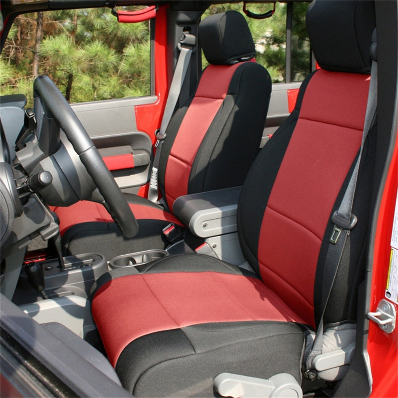 Rugged Ridge Seat Covers Rugged Ridge Seat Cover Kit Black/Red 07-10 Jeep Wrangler JK 4dr