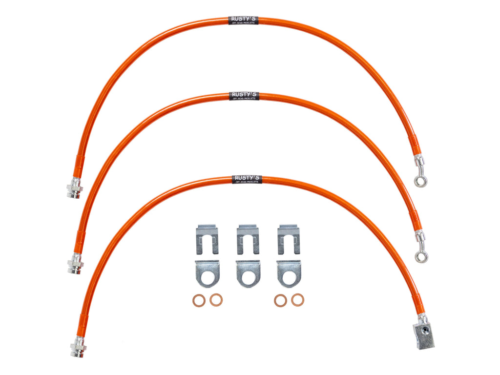 Rusty's Off Road Products Rusty's Brake Hoses - Stainless Steel - Front and Rear (XJ,TJ,ZJ,YJ)