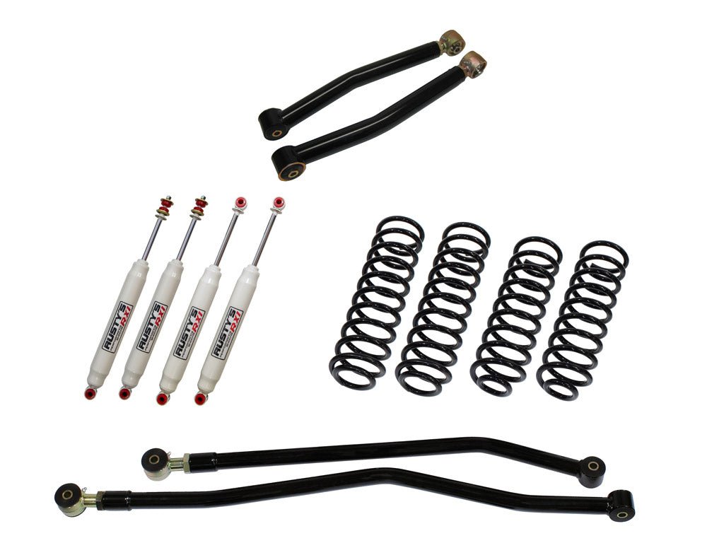 Rusty's Off Road Products RX100 Series (SKU: RX-27 / RX26) / Adjustable Control Arms with Forged Flex Ends (SKU: RC-CA411-JK) Rusty's JK Wrangler 2" Starter Kit
