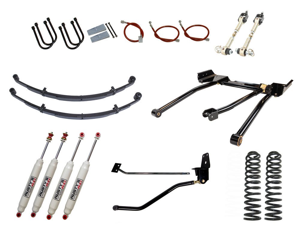 Rusty's Off Road Products RX100 Series (SKU: RX-36 / RX-11) / 3 Link (SKU: RK-LT13-MJ-STD) / Dana 35 / Dana 44 (SKU: RC-UB-2) Rusty's MJ Comanche 4.5" Long Travel Kit