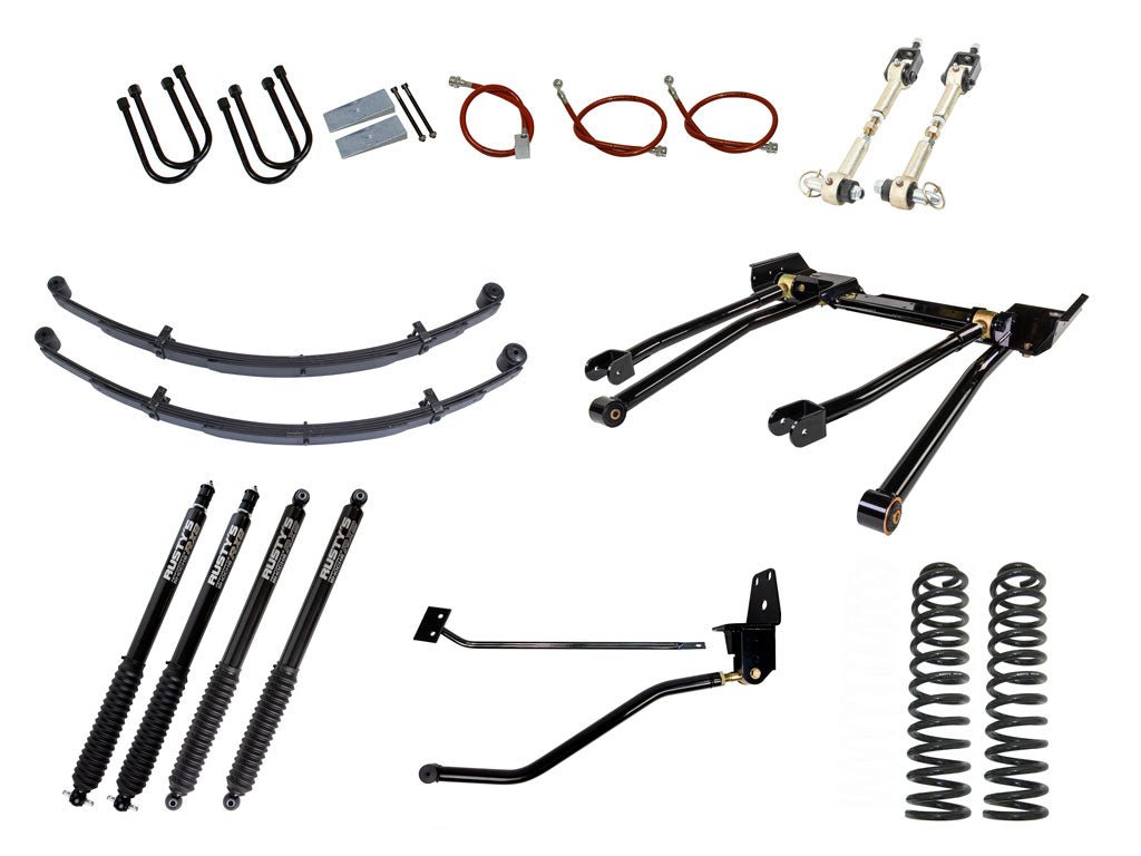 Rusty's Off Road Products RX800 Series (SKU: R-836 / R-811) / Standard 4 Link (SKU: RK-LT14-MJ-STD) / Dana 35 / Dana 44 (SKU: RC-UB-2) Rusty's MJ Comanche 4.5" Long Travel Kit