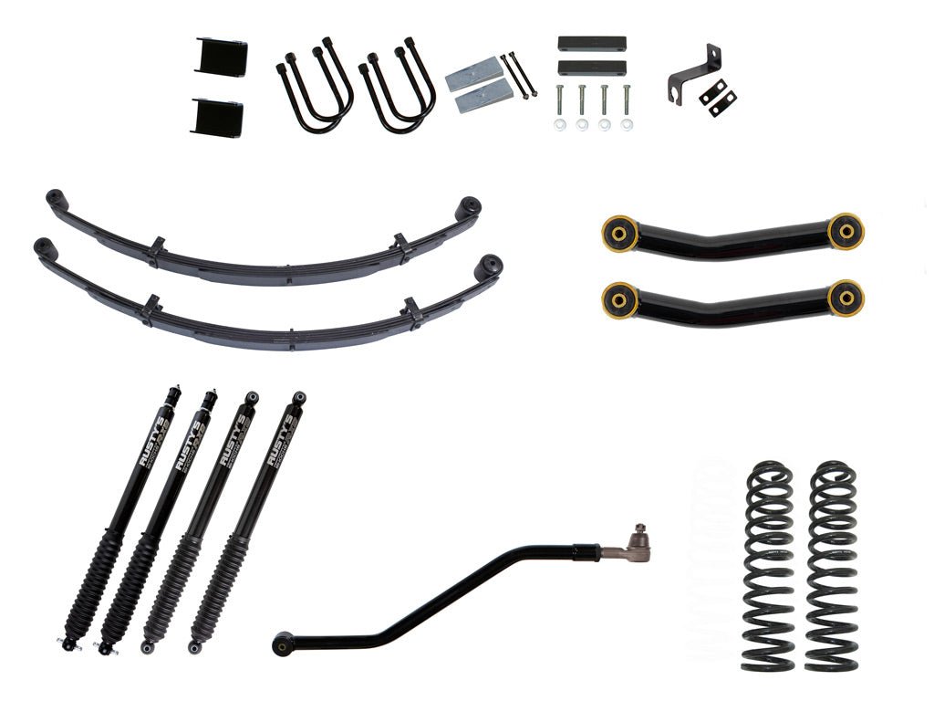 Rusty's Off Road Products RX800 Series (SKU: R-836 / R-811) / Fixed Lower Control Arms (SKU: RC-CA111-UV) / Dana 35 / Dana 44 (SKU: RC-UB-2) Rusty's MJ Comanche 4.5" Spring Pack Kit