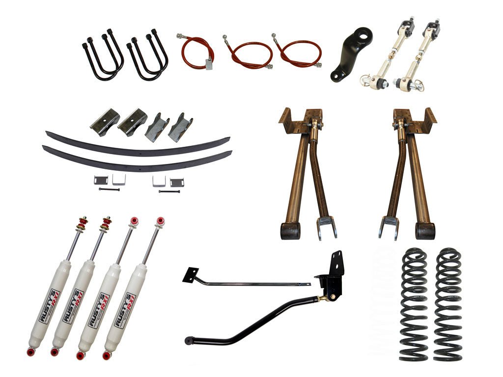 Rusty's Off Road Products RX100 Series (SKU: RX-16 / RX-11) / Competition 4 Link (SKU: RK-CS10-XJ) / Dana 35 / Dana 44 (SKU: RC-UB-2) Rusty's MJ Comanche 6.5" Long Travel Kit