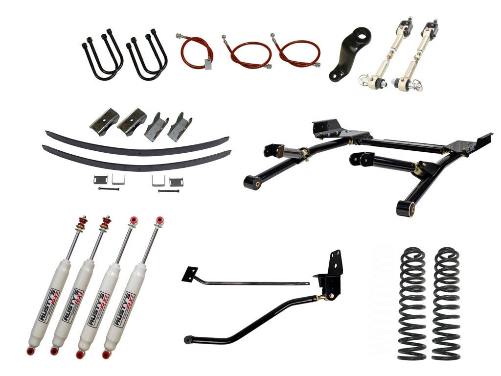 Rusty's Off Road Products RX100 Series (SKU: RX-16 / RX-11) / Radius Arm (SKU: RK-LT10-XJ-STD) / Dana 35 / Dana 44 (SKU: RC-UB-2) Rusty's MJ Comanche 6.5" Long Travel Kit