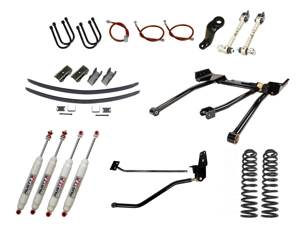 Rusty's Off Road Products RX100 Series (SKU: RX-16 / RX-11) / 3 Link (SKU: RK-LT13-XJ-STD) / Dana 35 / Dana 44 (SKU: RC-UB-2) Rusty's MJ Comanche 6.5" Long Travel Kit