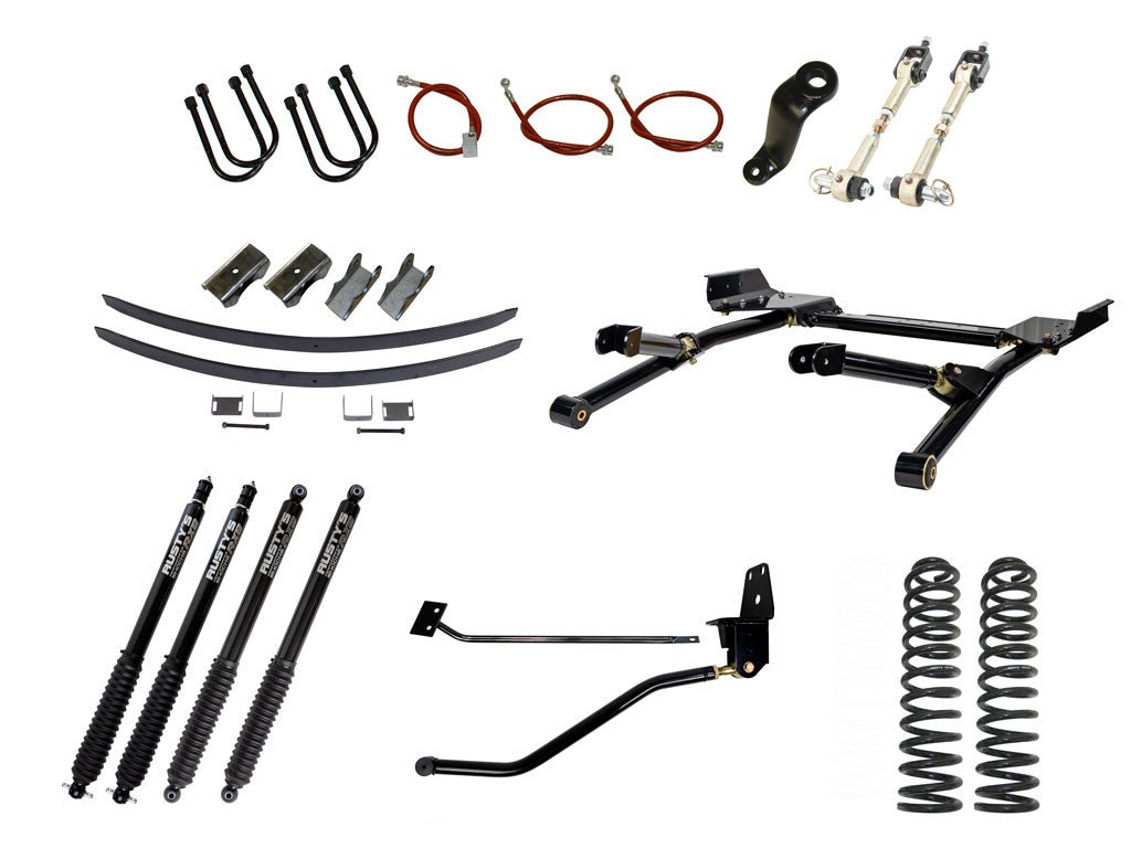 Rusty's Off Road Products RX800 Series (SKU: R-816 / R-811) / Radius Arm (SKU: RK-LT10-XJ-STD) / Dana 35 / Dana 44 (SKU: RC-UB-2) Rusty's MJ Comanche 6.5" Long Travel Kit