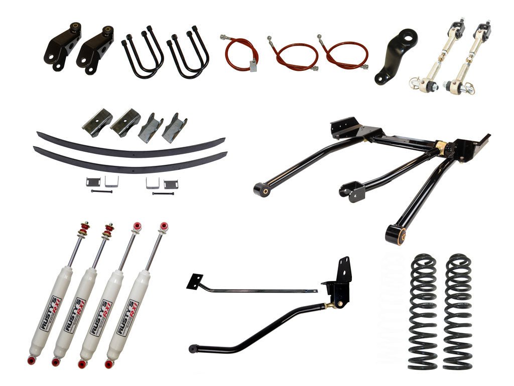 Rusty's Off Road Products RX100 Series (SKU: RX-16 / RX-11) / 3 Link (SKU: RK-LT13-XJ-STD) / Dana 35 / Dana 44 (SKU: RC-UB-2) Rusty's MJ Comanche 8" Long Travel Kit