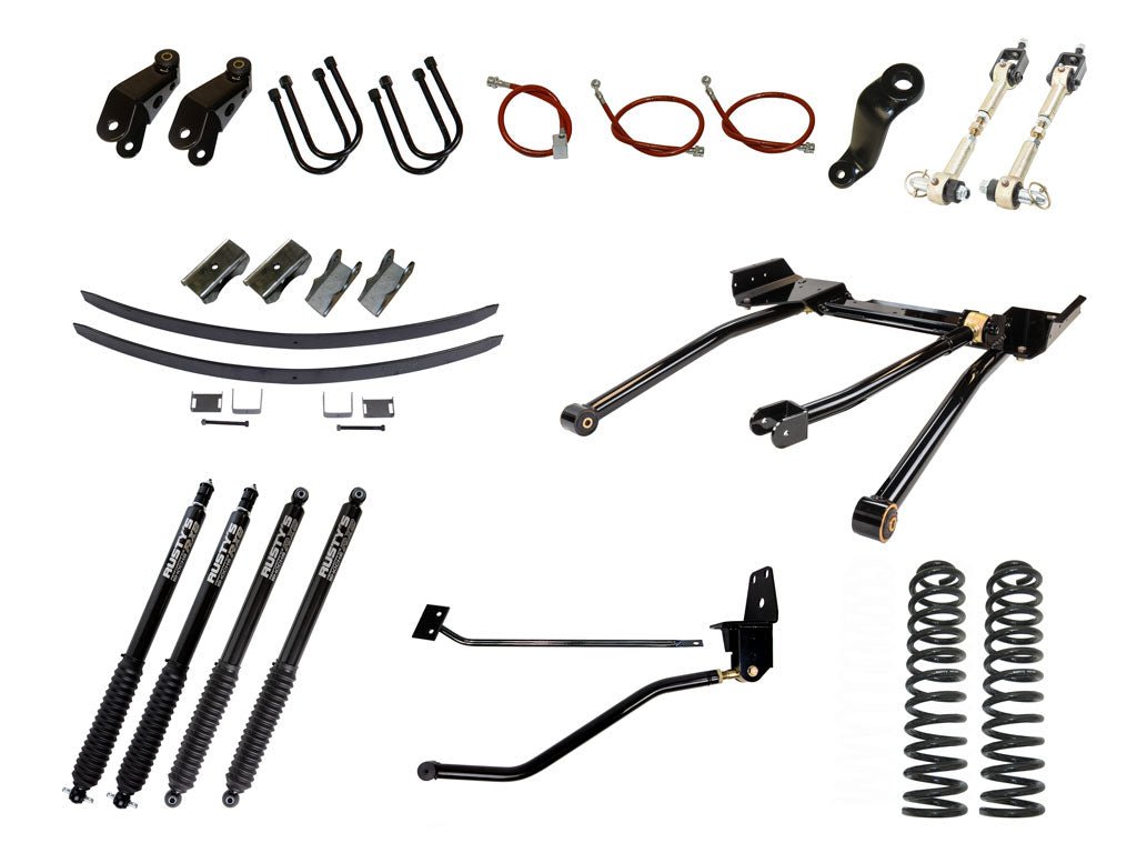 Rusty's Off Road Products RX800 Series (SKU: R-816 / R-811) / 3 Link (SKU: RK-LT13-XJ-STD) / Dana 35 / Dana 44 (SKU: RC-UB-2) Rusty's MJ Comanche 8" Long Travel Kit