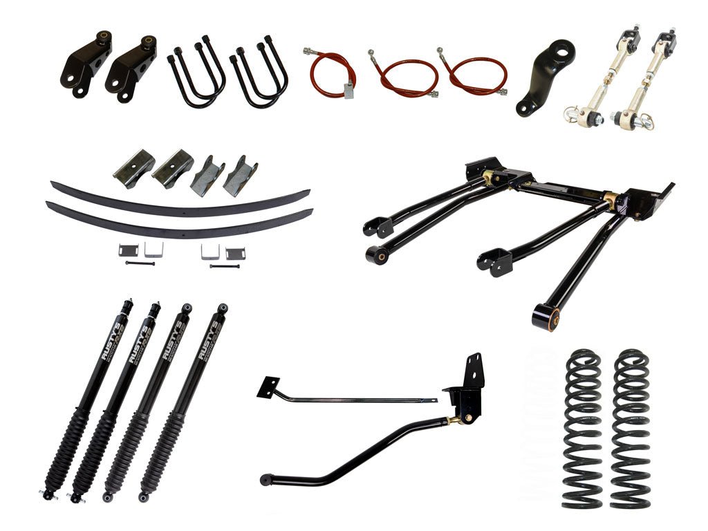 Rusty's Off Road Products RX800 Series (SKU: R-816 / R-811) / Standard 4 Link (SKU: RK-LT14-XJ-STD) / Dana 35 / Dana 44 (SKU: RC-UB-2) Rusty's MJ Comanche 8" Long Travel Kit