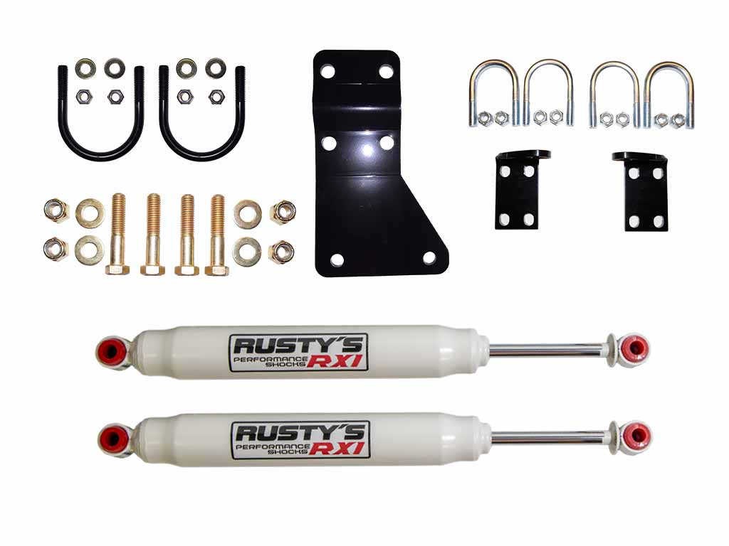Rusty's Off Road Products Rusty's RX-100 Series Dual Steering Stabilizer Kit for Factory 07-18 JK Wrangler Steering
