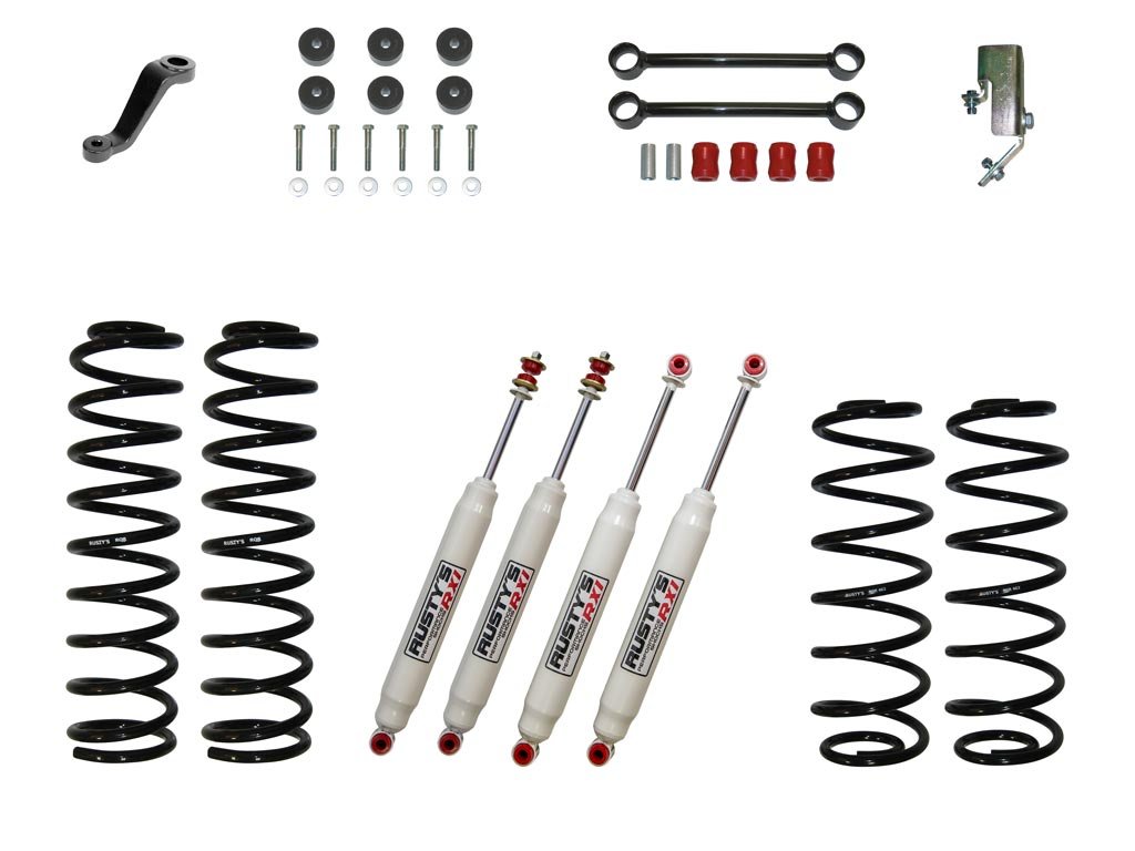 Rusty's Off Road Products RX100 Series (SKU: RX-27 / RX-26) / Standard (150lb/in) (SKU: RC-CS300-TJ) Rusty's TJ/LJ Wrangler 3" Basic Kit       ON SALE NOW !