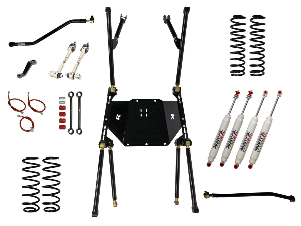 Rusty's Off Road Products RX100 Series (SKU: RX-27 / RX-26) / Standard (150lb/in) (SKU: RC-CS300-TJ) / '97-'02 TJ Rusty's TJ Wrangler 3" Long Travel Kit