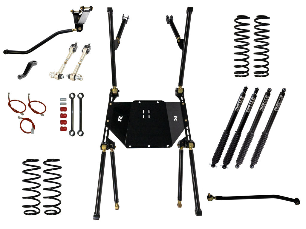 Rusty's Off Road Products RX800 Series (SKU: R-816 / R-811) / '97-'02 TJ / Standard Clearance Front and Rear Lower Control Arms (SKU: RC-CA311-UV / RC-CA312-TJ) Rusty's TJ Wrangler 5.5" Long Travel Kit