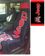 Load image into Gallery viewer, Seat Armour Towel Black with Red Letter Jeep Seat Towel 2 Go- SA-TOWEL2GO -Seat Armour