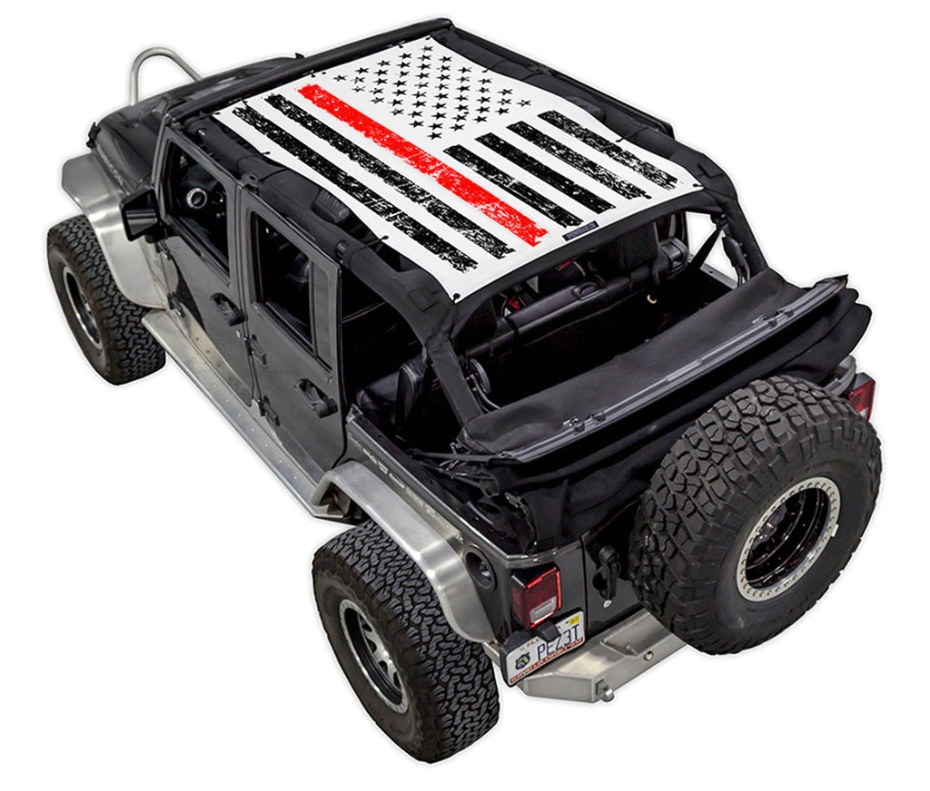 SPIDERWEBSHADE Product White JK-4D Tactical Flag Distressed Thin Red Line