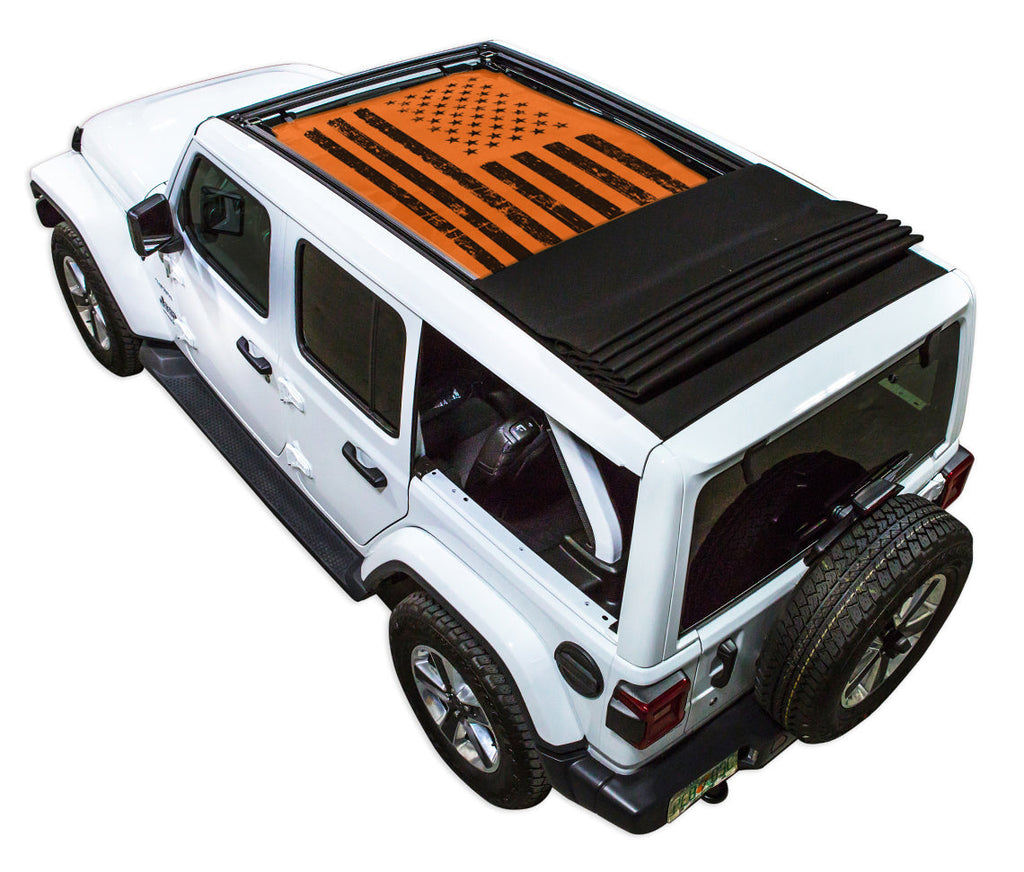 SPIDERWEBSHADE Product Orange JL4D Power Top Tactical Flag Distressed