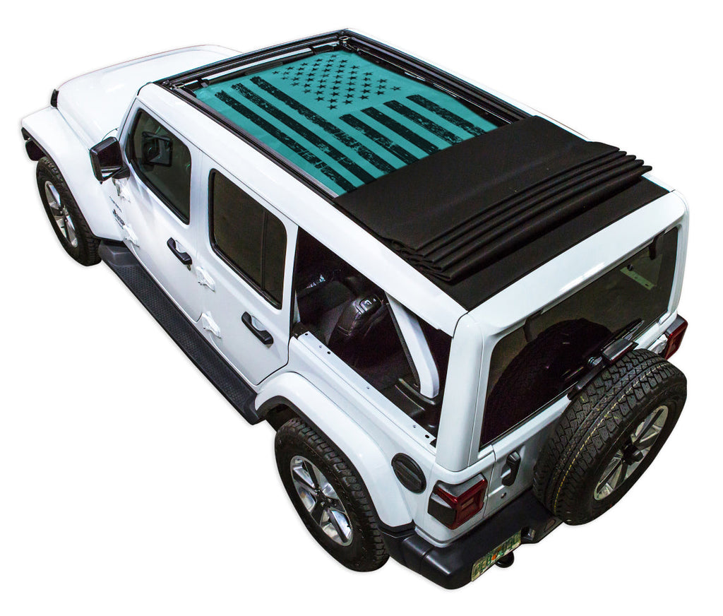 SPIDERWEBSHADE Product Teal JL4D Power Top Tactical Flag Distressed