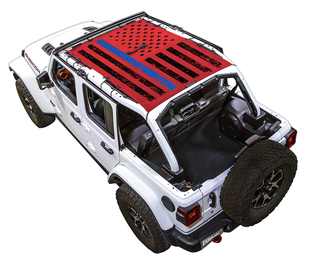 SPIDERWEBSHADE Product JL4D Tactical Flag Distressed Thin Blue Line