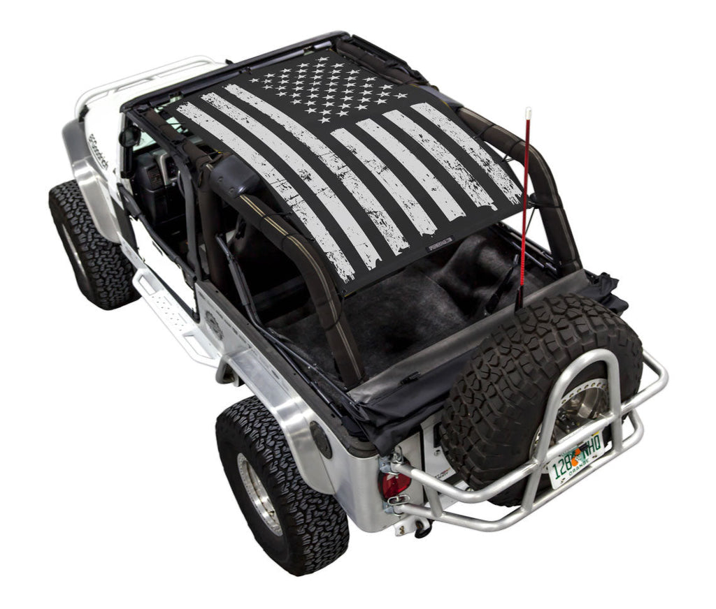 SPIDERWEBSHADE Product Black LJ Tactical Flag Distressed