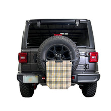 Load image into Gallery viewer, SPIDERWEBSHADE Product Tan Plaid Seasonal Print BeachBags