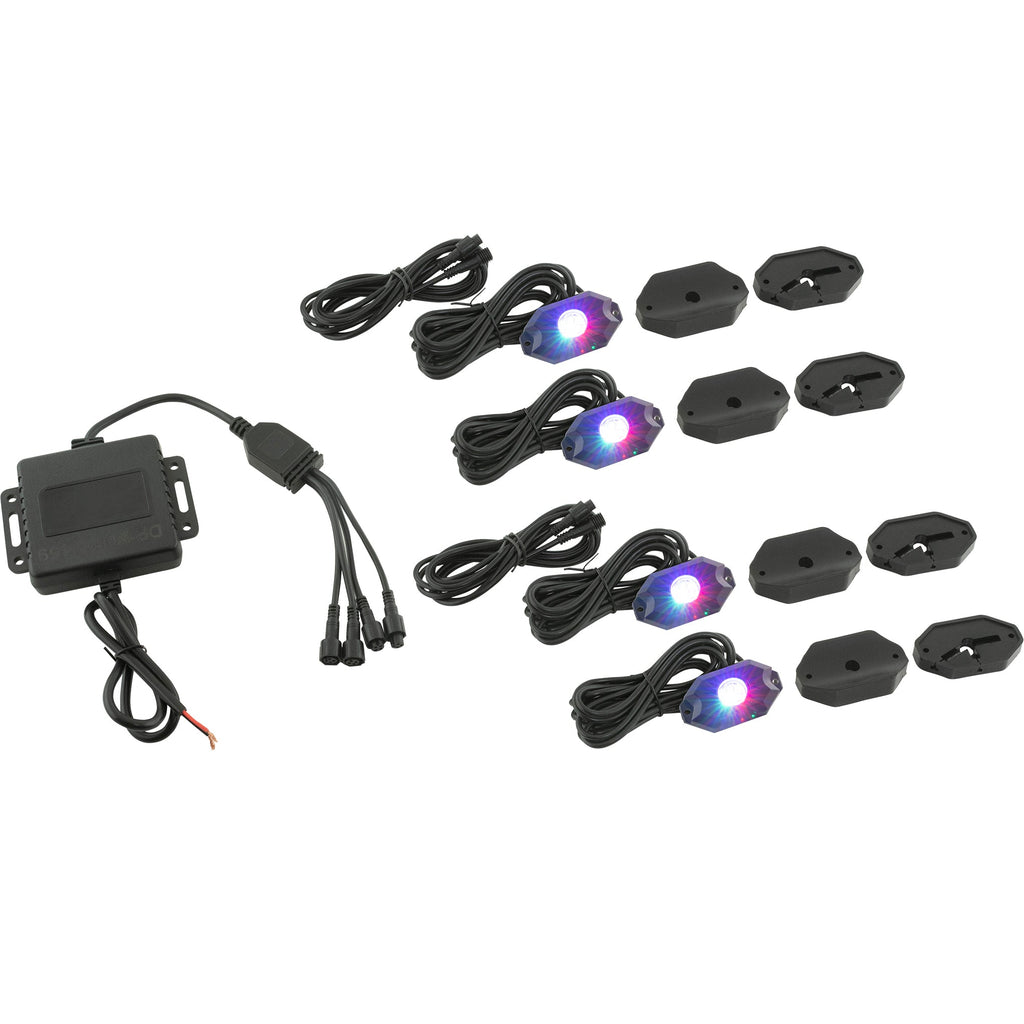 Stinger Off-Road Lighting Bluetooth Underglow 4 POD RGB LED Rock Lights Kit With Universal Harness
