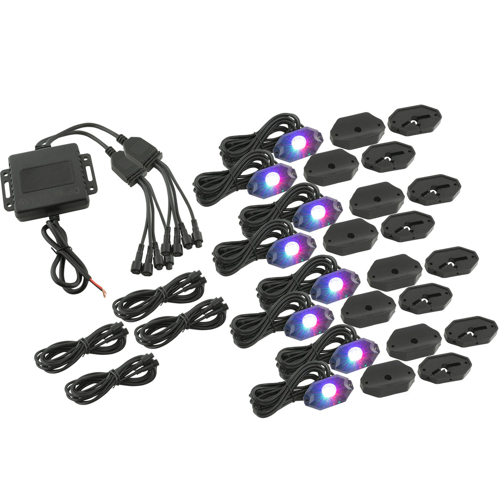 Stinger Off-Road Lighting Bluetooth Underglow 8 POD RGB LED Rock Lights Kit With Universal Harness