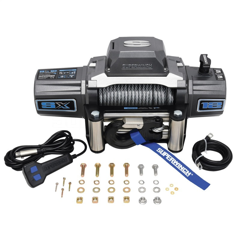 Superwinch Winches Superwinch 12000 LBS 12V DC 3/8in x 85ft Wire Rope SX 12000 Winch - Graphite
