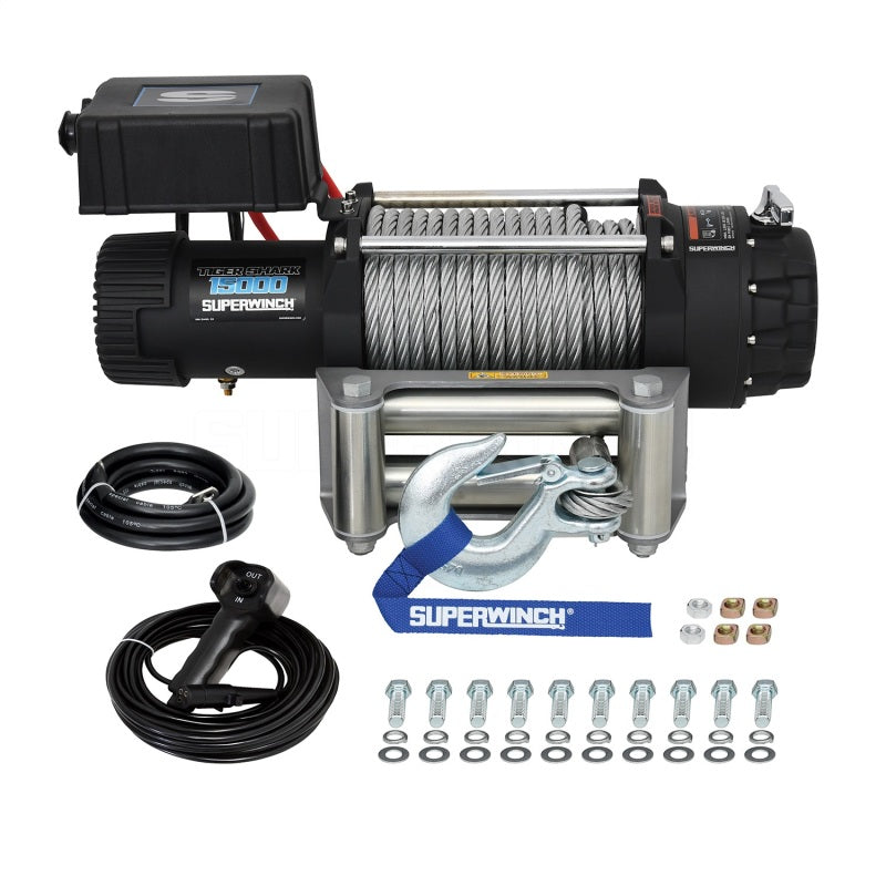 Superwinch Winches Superwinch 15000 LBS 12V DC 7/16in x 82ft Wire Rope Tiger Shark 11500 Winch