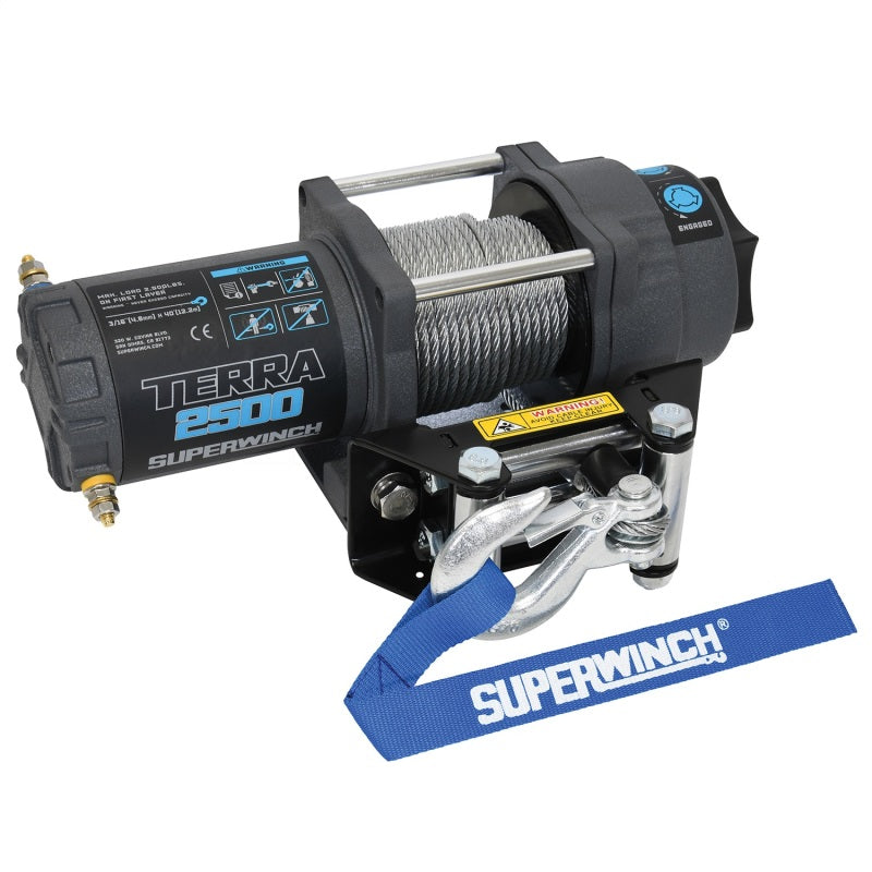 Superwinch Winches Superwinch 2500 LBS 12V DC 3/16in x 40ft Steel Rope Terra 2500 Winch - Gray Wrinkle