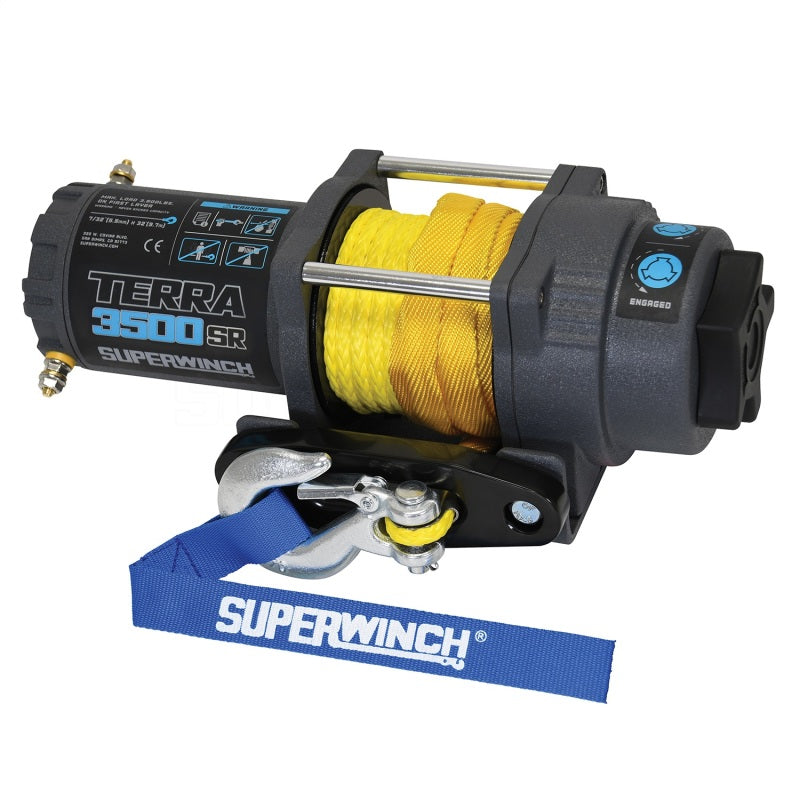 Superwinch Winches Superwinch 3500 LBS 12V DC 7/32in x 32ft Synthetic Rope Terra 3500SR Winch - Gray Wrinkle