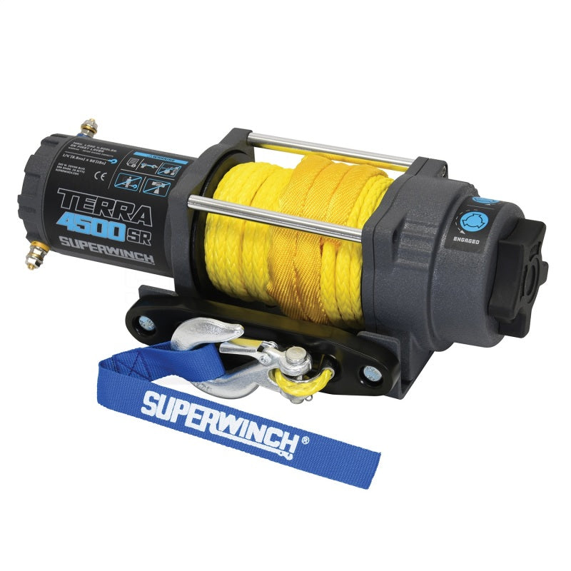 Superwinch Winches Superwinch 4500 LBS 12V DC 1/4in x 50ft Synthetic Rope Terra 4500SR Winch - Gray Wrinkle