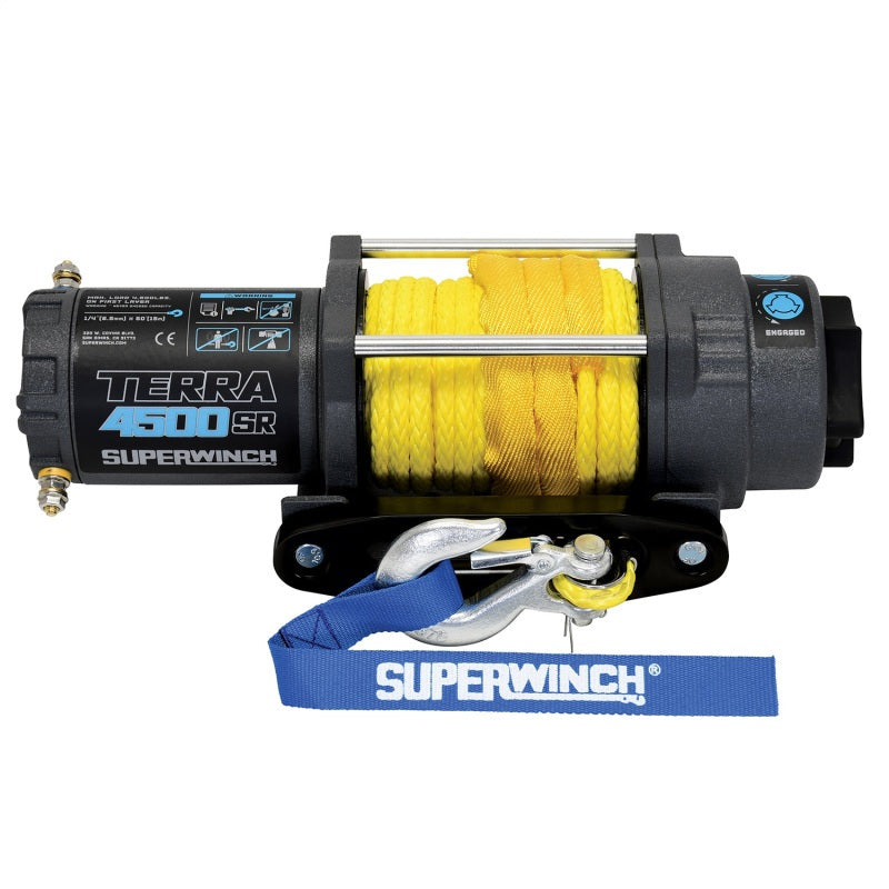 Superwinch Winches Superwinch 4500 LBS 12V DC 1/4in x 50ft Synthetic Rope Terra 4500SR Winch - Gray Wrinkle