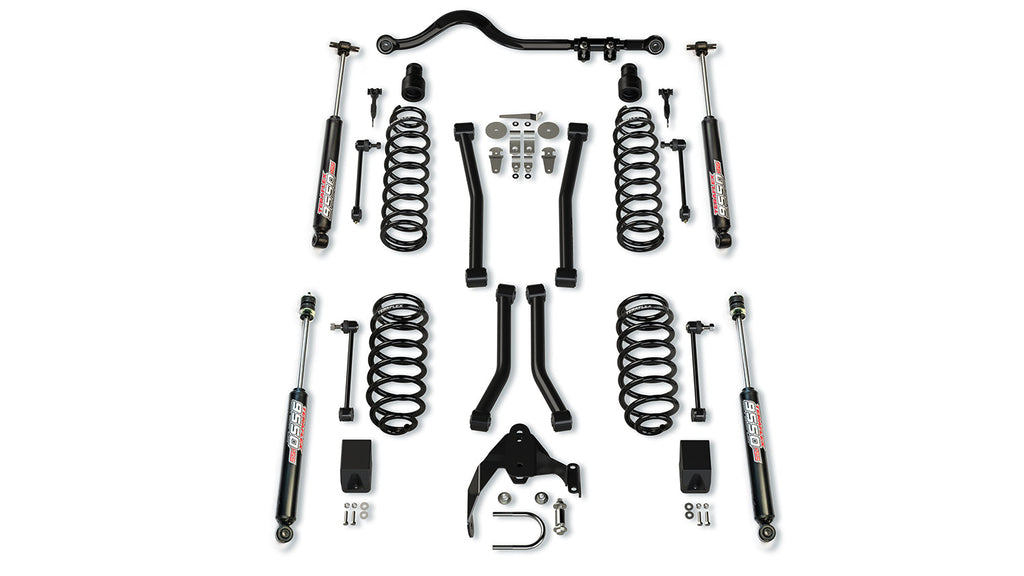 TeraFlex Lift Kits Jeep JKU 4 Door 3 Inch Lift Suspension System w/ 4 Sport Flexarms Track Bar and 9550 VSS Shocks 07-18 Wrangler JKU TeraFlex