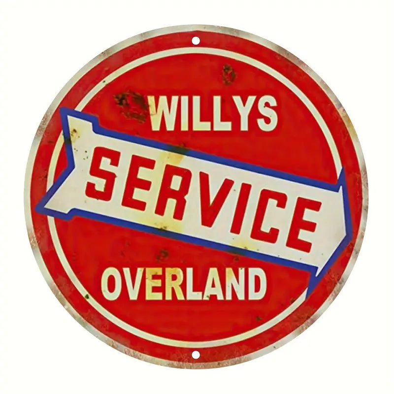 Vintage Style Willy's Service Overland Aluminum Sign