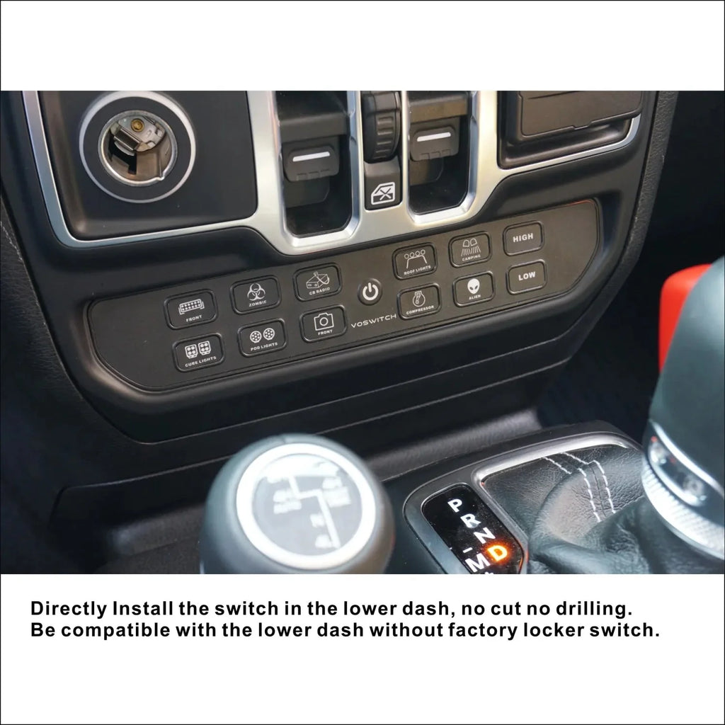 Voswitch JL120 Lower Dash Switch Panel for Jeep JL Wrangler 2018-2023 and Gladiator 2020-2023