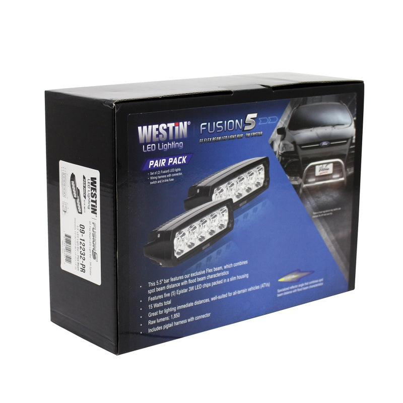 Westin Light Bars & Cubes Westin Fusion5 LED Light Bar Single Row 5.5 inch Flex w/3W Epistar (Set of 2) - Black