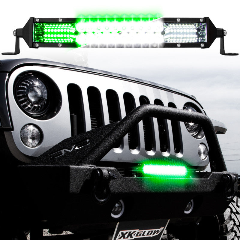 XKGLOW Light Accessories and Wiring XK Glow 2-in-1 LED Light Bar w/ White and Hunting Green Flood and Spot Work Light 30In