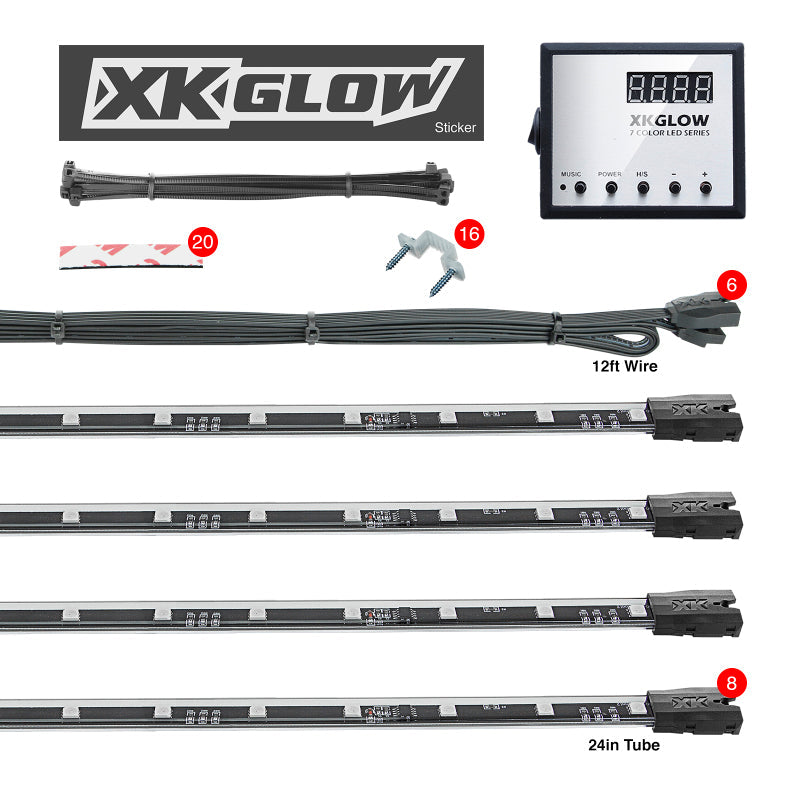XKGLOW Light Accessories and Wiring XK Glow 3 Million Color XKGLOW LED Accent Light Car/Truck Kit 8x24In Tubes