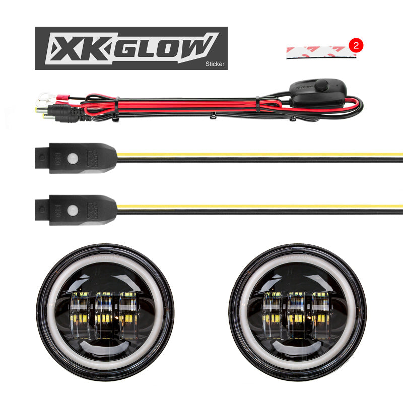 XKGLOW Headlights XK Glow 4.5In Chrome RGB LED Harley Running Light XKchrome Bluetooth App Controlled Kit
