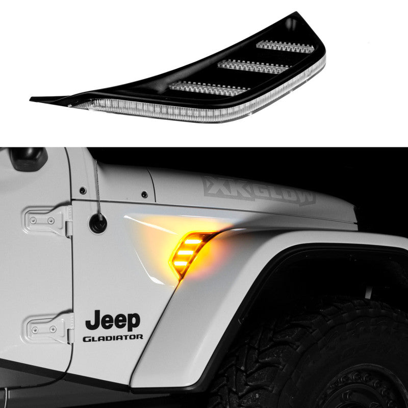 XKGLOW Light Accessories and Wiring XK Glow Amber Jeep Air Vent Light w/ Turn Signal & Running Light