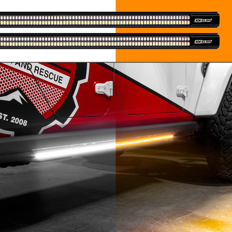XKGLOW Light Accessories and Wiring XK Glow Jeep & Truck Running Board Light w/ Turn Signal 2x60in White + Amber
