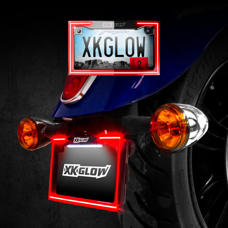 XKGLOW Light Accessories and Wiring XK Glow Motorcycle License Plate Frame Light w/ Turn Signal - Black