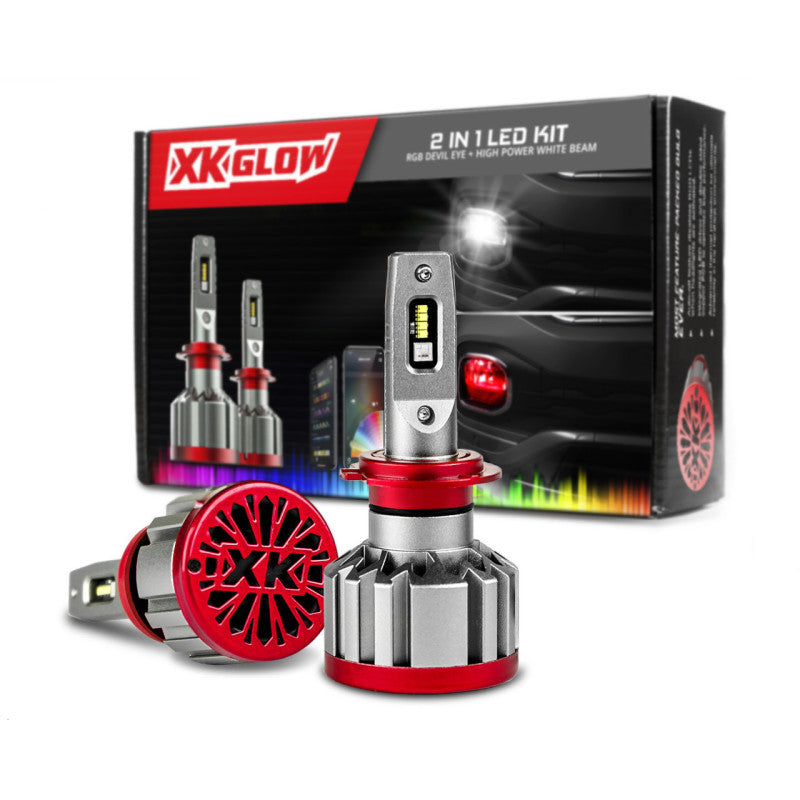 XKGLOW Bulbs XK Glow RGB 2In1 LED Headlight Bulb Million Color XKCHROME App RGB/LED Headlight Kit - 2x H11