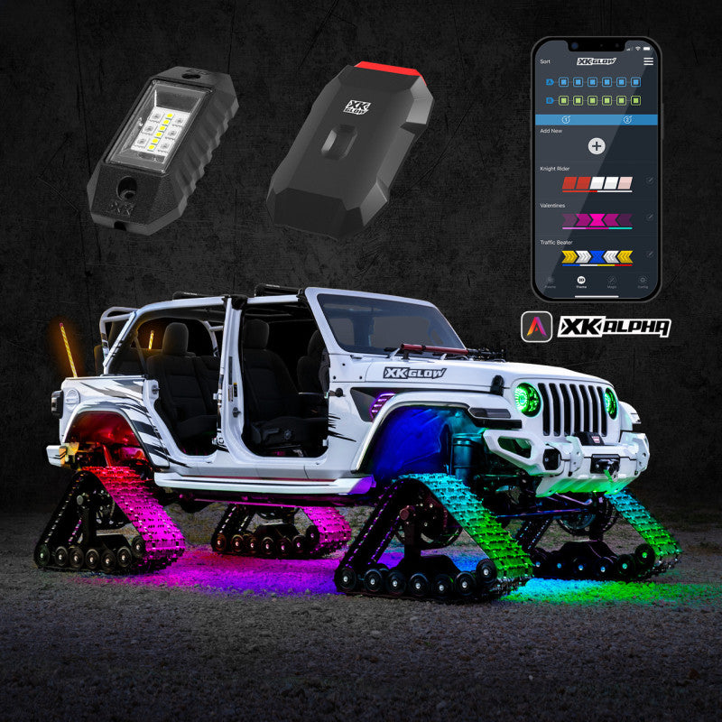 XKGLOW Light Bars & Cubes XK Glow RGBW Addressable LED Rock Light Kits Standard XKalpha App Controlled