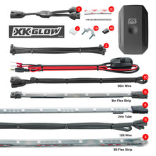 Load image into Gallery viewer, XKGLOW Light Accessories and Wiring XK Glow Strip Million Color XKCHROME App Undercar Kit (8x24In Tube + 6x10In Strip + 4x36In)