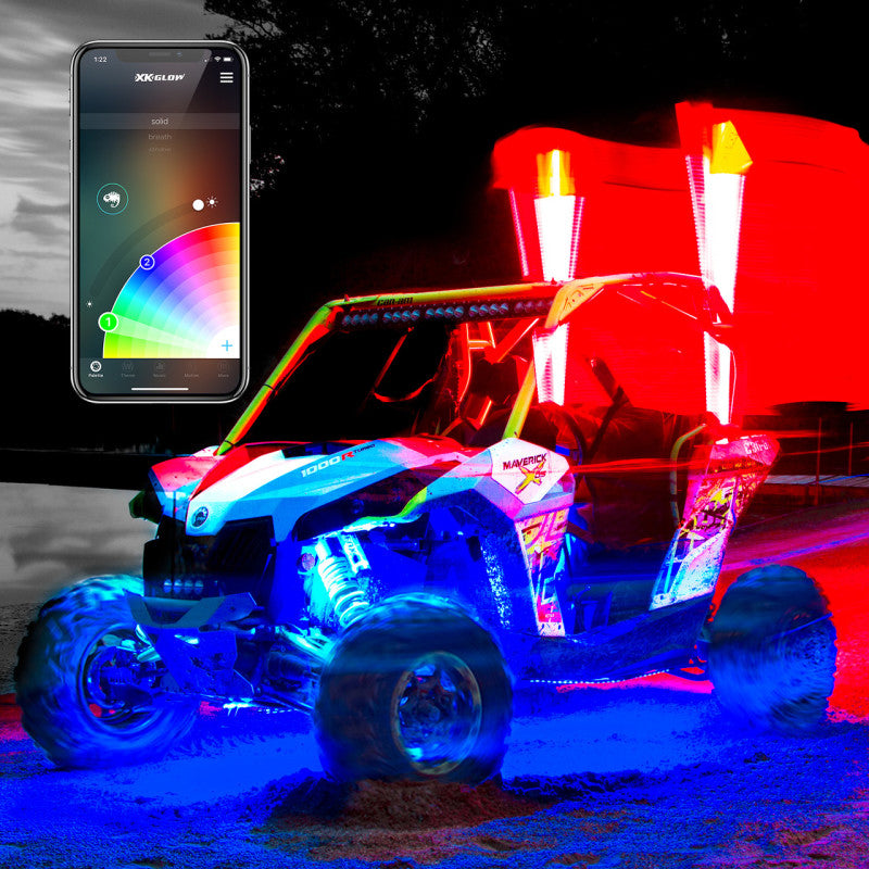XKGLOW Light Accessories and Wiring XK Glow XKchrome Advanced App Control LED Whip Light Kit for 4x4 Offroad UTV ATV 2x 48In 2nd Gen